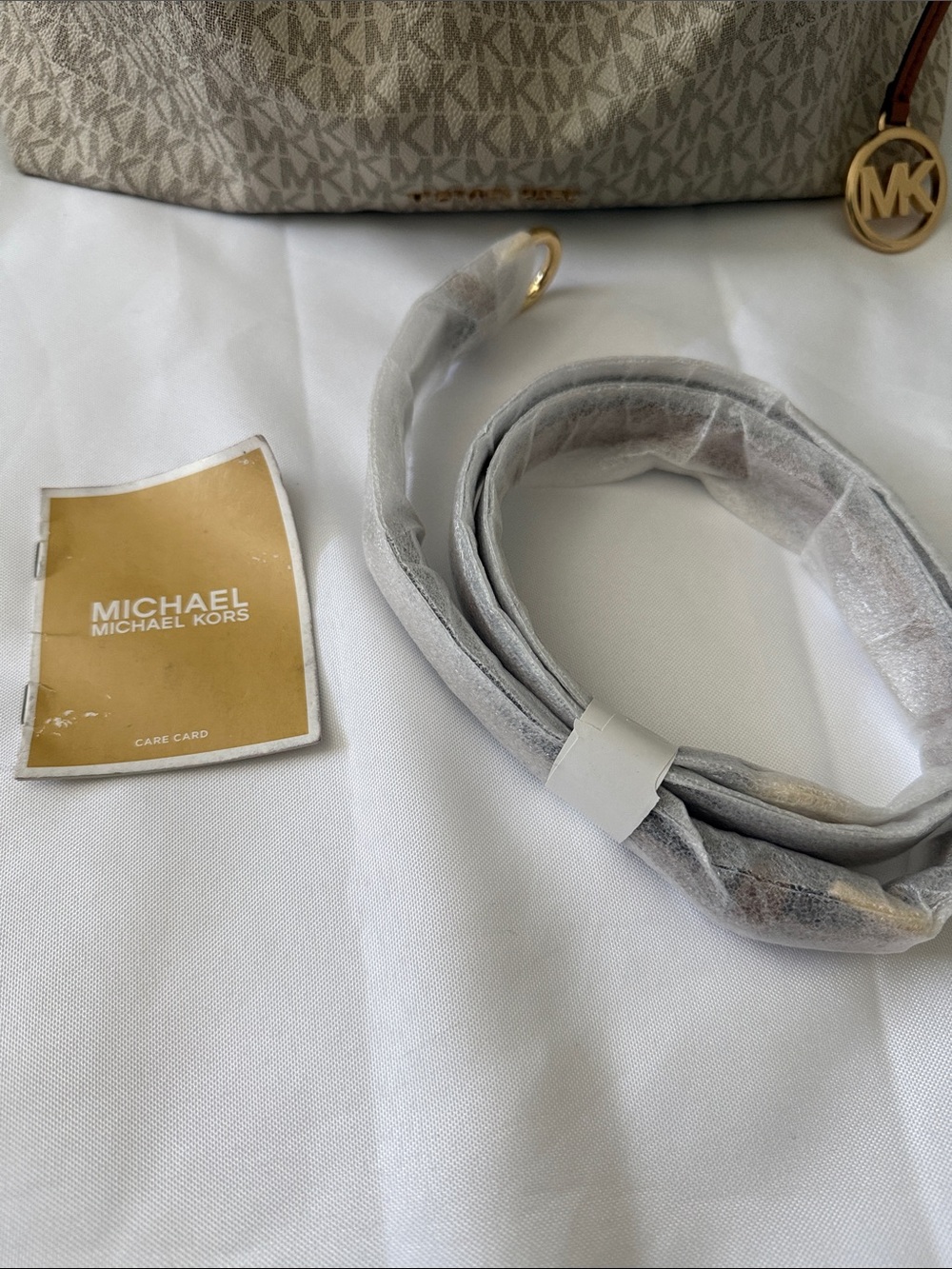 Michael Kors Cream Signature Canvas Hobo with Tan Leather Trim - Picture 8 of 12